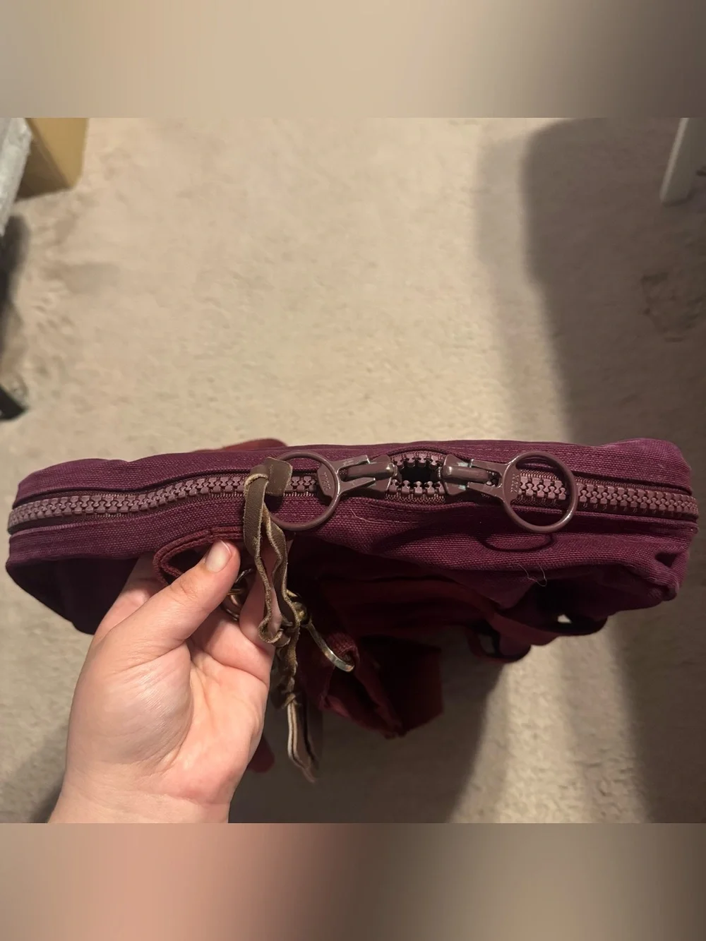 VTG Lands End Square Rigger Canvas Briefcase Messenger Bag Utility Burgundy Wine